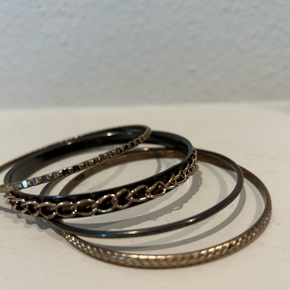 Chic Gold and brown bangle bracelet Set